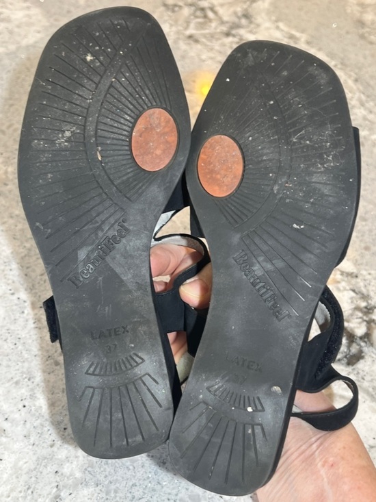 BeautiFeel | Shoes | Beautifeel Leather Sandals Eu 4 Women  BeautiFeel Carmen Black Nubuck Leather Wedge Sandals Size 37 (US 6.5) EUC